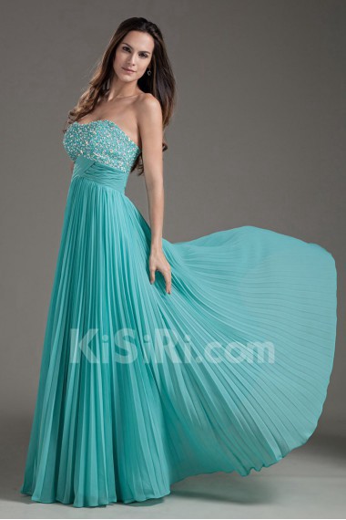 Chiffon Sweetheart Column Floor Length Dress with Sequins