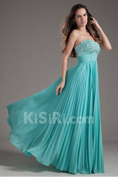 Chiffon Sweetheart Column Floor Length Dress with Sequins