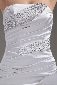 Satin Strapless Sheath Beaded Dress