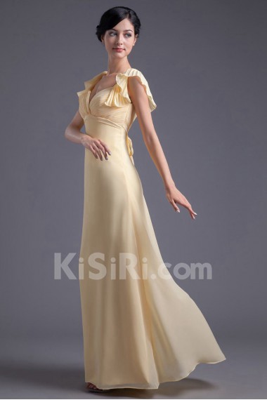 Chiffon Sweetheart Sheath Cap Sleeves Dress