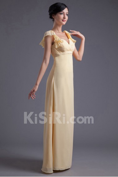 Chiffon Sweetheart Sheath Cap Sleeves Dress