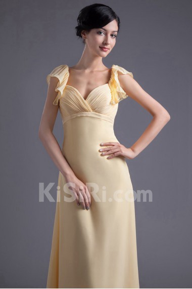 Chiffon Sweetheart Sheath Cap Sleeves Dress