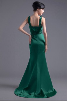 Satin V Neckline Sheath Dress with Sash