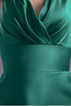 Satin V Neckline Sheath Dress with Sash