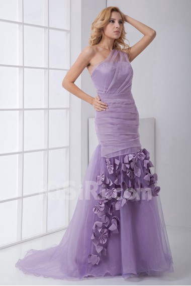 Organza Strapless Sheath Bow Dress