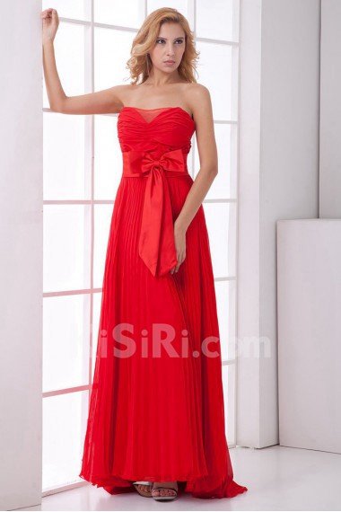 Chiffon Sweetheart Column Dress with Sash