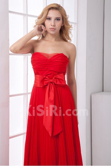 Chiffon Sweetheart Column Dress with Sash