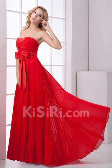 Chiffon Sweetheart Column Dress with Sash