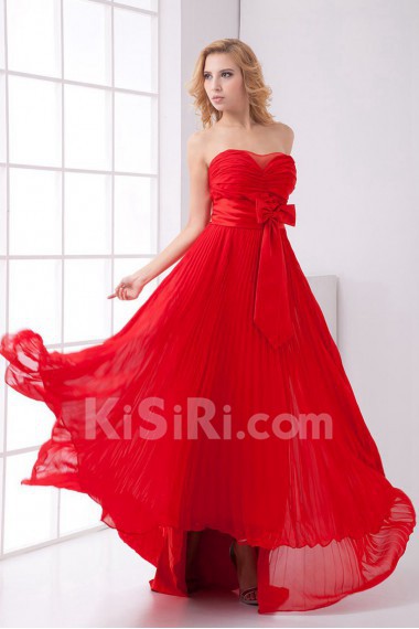 Chiffon Sweetheart Column Dress with Sash