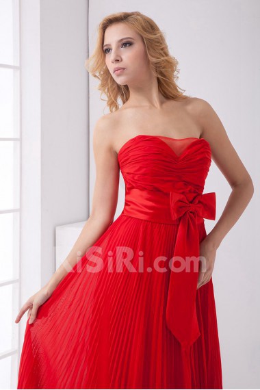 Chiffon Sweetheart Column Dress with Sash