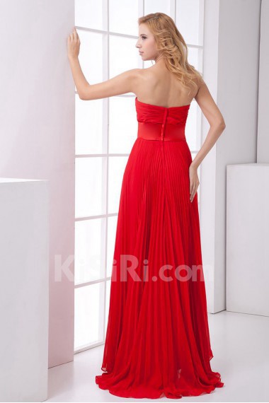 Chiffon Sweetheart Column Dress with Sash