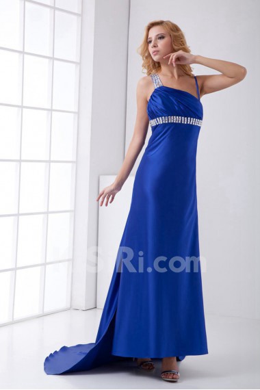 Satin Asymmetrical Sheath Dress with Sequins