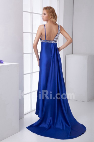 Satin Asymmetrical Sheath Dress with Sequins