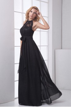 Chiffon Jewel Column Dress with Sash