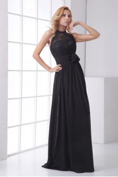 Chiffon Jewel Column Dress with Sash