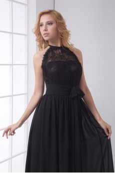 Chiffon Jewel Column Dress with Sash