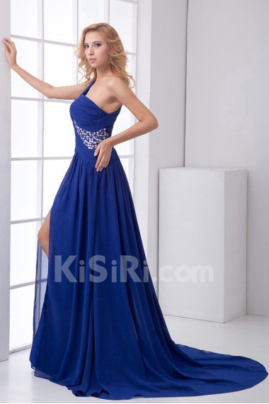 Chiffon One Shoulder A Line Dress with Sequins