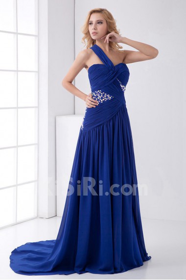 Chiffon One Shoulder A Line Dress with Sequins