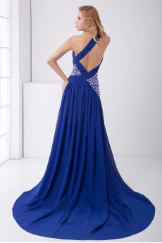 Chiffon One Shoulder A Line Dress with Sequins