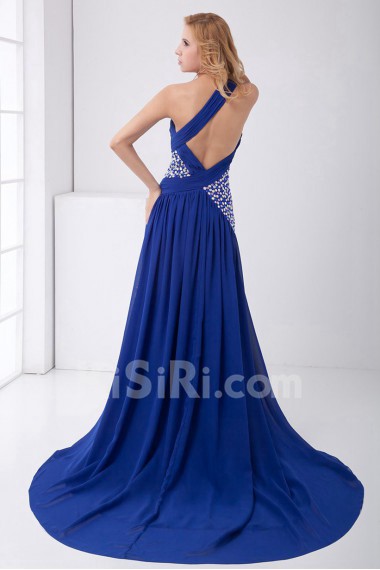 Chiffon One Shoulder A Line Dress with Sequins