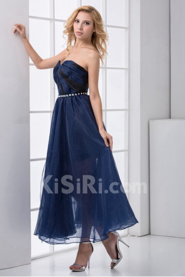 Chiffon Sweetheart Column Ankle-Length Dress with Sequins