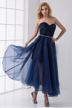 Chiffon Sweetheart Column Ankle-Length Dress with Sequins