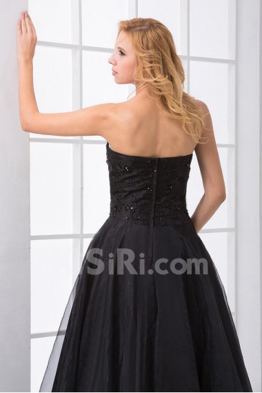 Organza Sweetheart Column Ankle-Length Dress with Embroidery