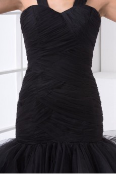 Net Sweetheart Sheath Dress with Crisscross Ruched Bodice