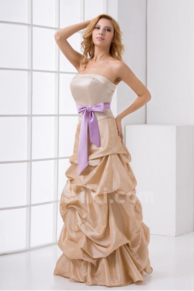 Satin Strapless A Line Dress