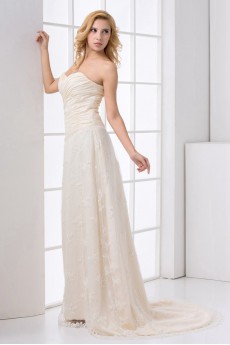 Lace Sweetheart A Line Dress with Crisscross Ruched Bodice