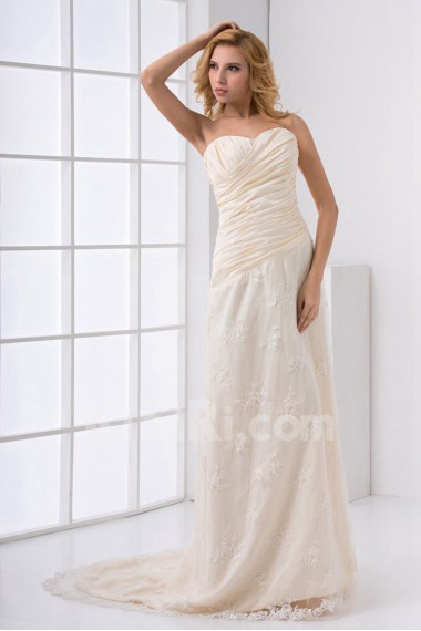 Lace Sweetheart A Line Dress with Crisscross Ruched Bodice