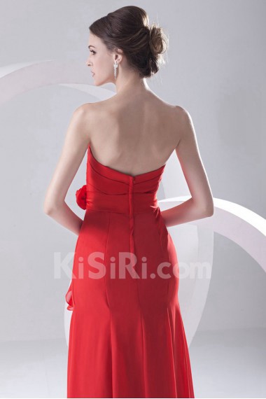 Chiffon Strapless Column Dress with Hand-made Flower