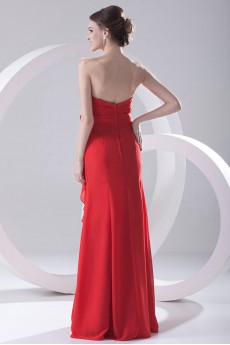 Chiffon Strapless Column Dress with Hand-made Flower