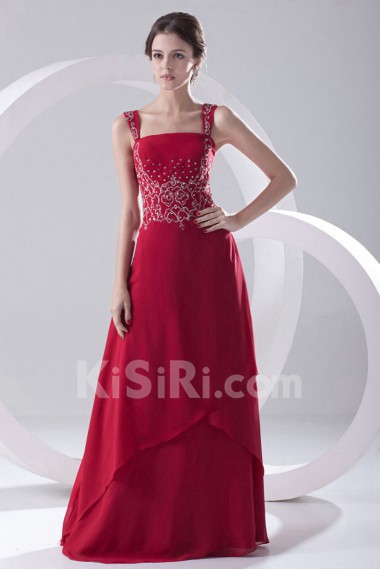 Chiffon Strapless A Line Dress with Embroidery