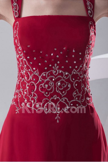 Chiffon Strapless A Line Dress with Embroidery