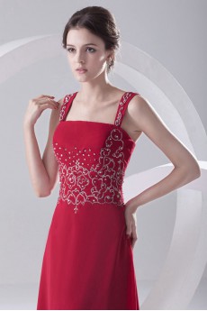 Chiffon Strapless A Line Dress with Embroidery