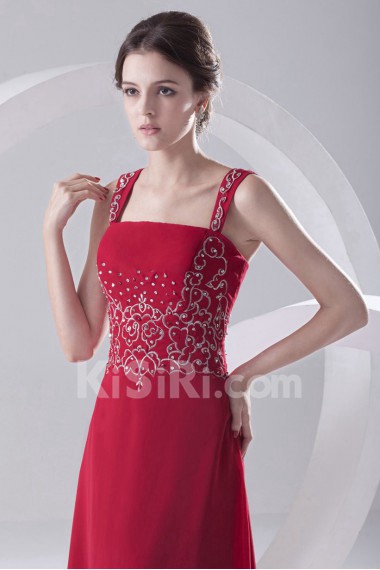 Chiffon Strapless A Line Dress with Embroidery