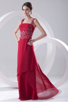 Chiffon Strapless A Line Dress with Embroidery