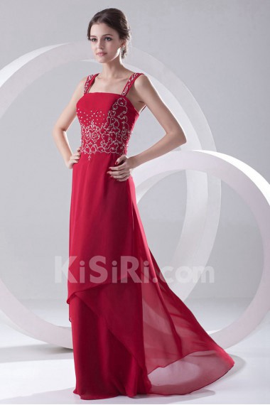 Chiffon Strapless A Line Dress with Embroidery