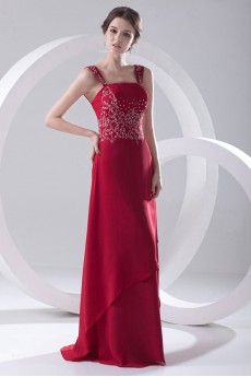 Chiffon Strapless A Line Dress with Embroidery