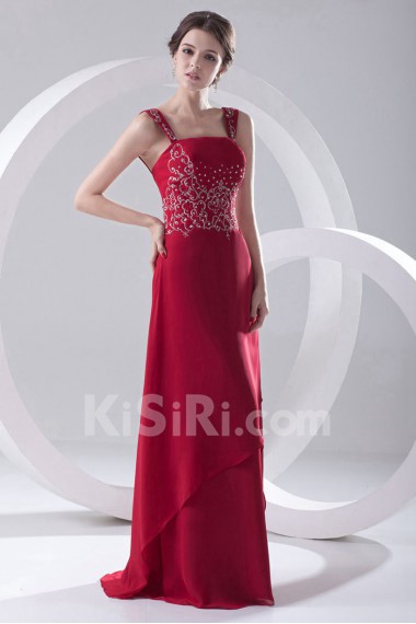 Chiffon Strapless A Line Dress with Embroidery