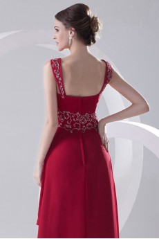 Chiffon Strapless A Line Dress with Embroidery