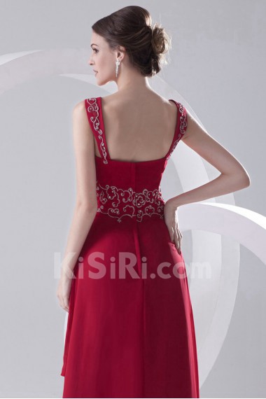 Chiffon Strapless A Line Dress with Embroidery