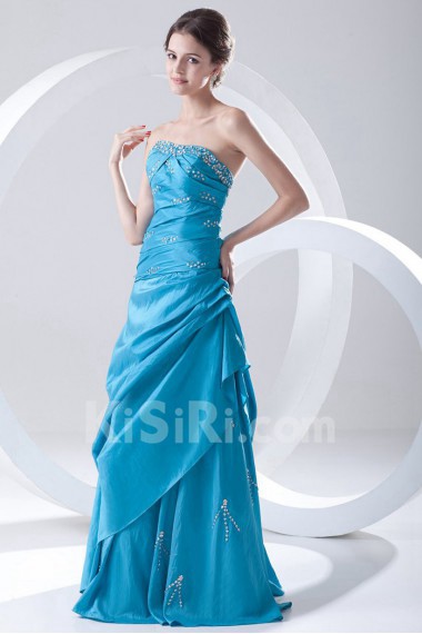 Chiffon Strapless A Line Dress with Sequins