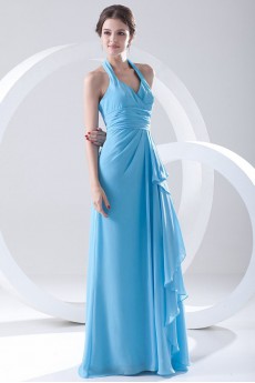 Chiffon Halter Column Dress with Sash