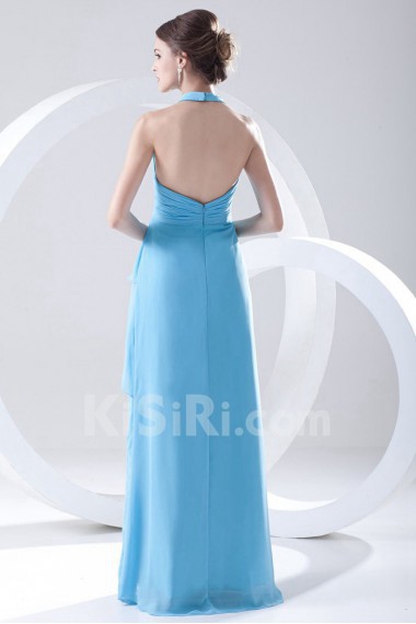 Chiffon Halter Column Dress with Sash