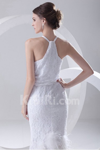 Lace Jewel Sheath Feather Dress