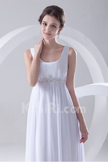 Chiffon Square Column Dress with Embroidery