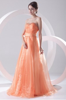 Organza Sweetheart A Line Beaded Dress