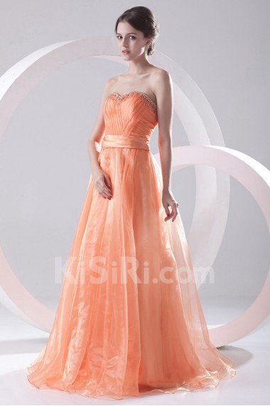 Organza Sweetheart A Line Beaded Dress